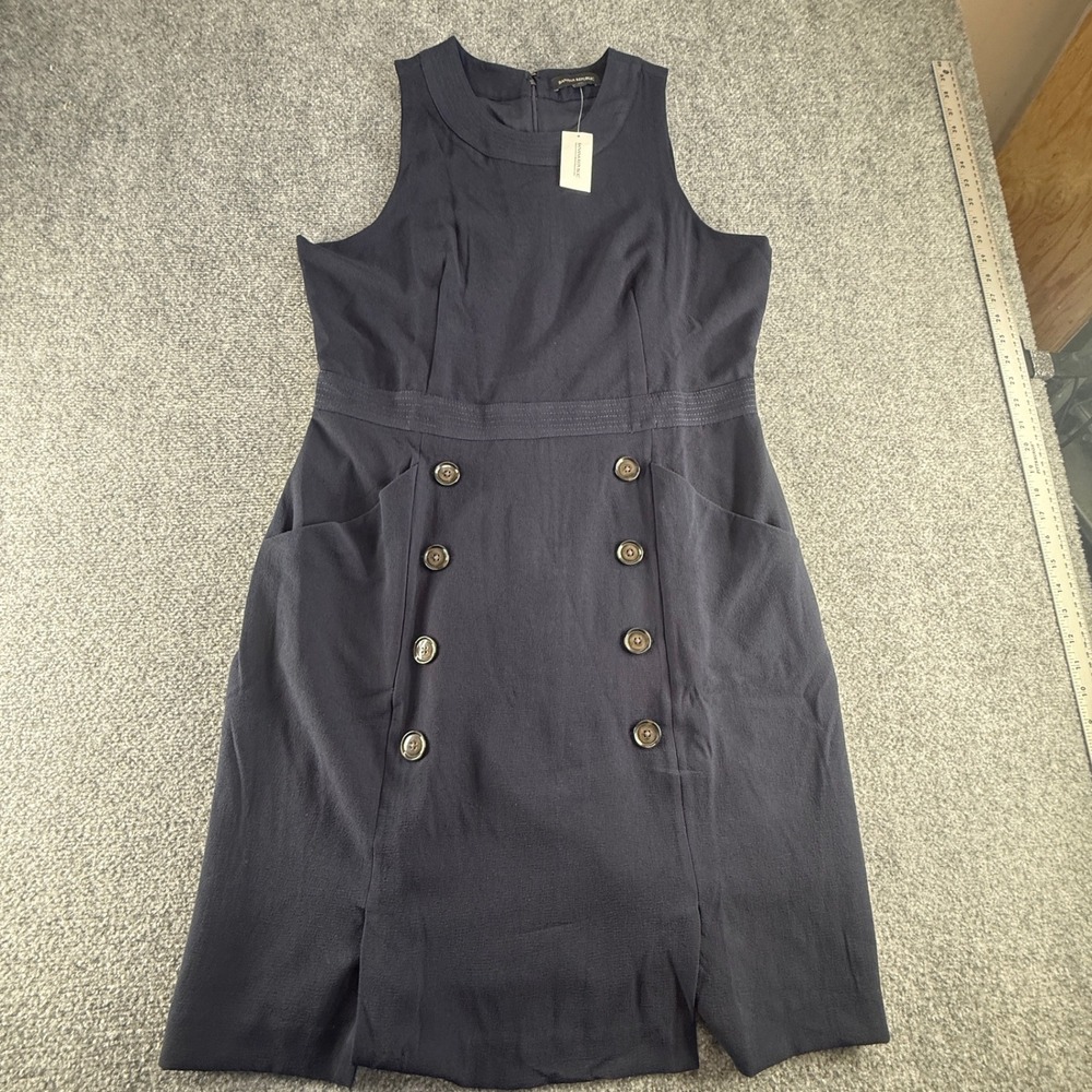 Banana Republic Navy Blue Sheath Dress Sleeveless Button Detail Size 16 796862